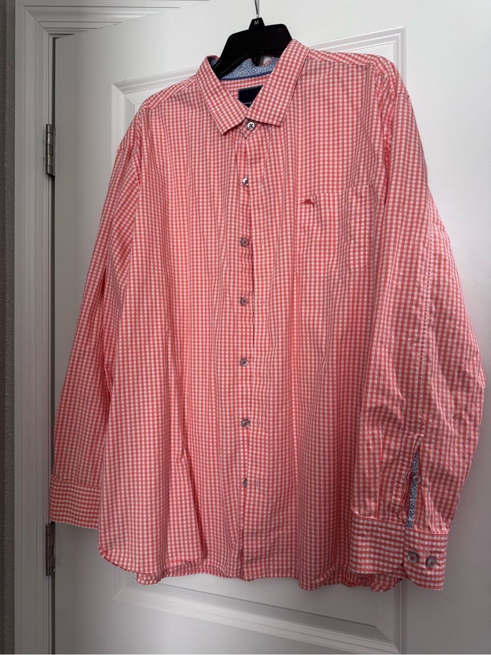Tommy Bahama Orange Gingham Long-Sleeve Dress Shirt